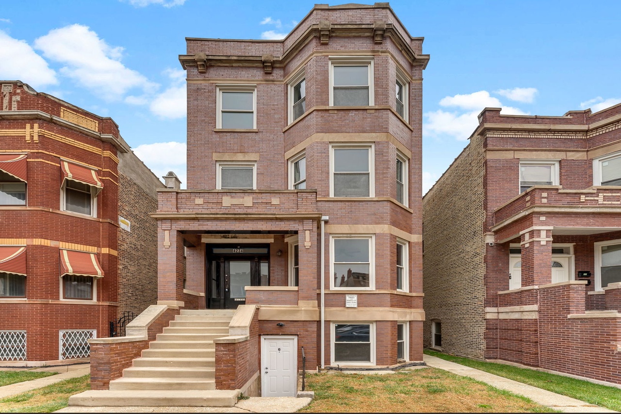 Brick three-flat greystone in Chicago, IL